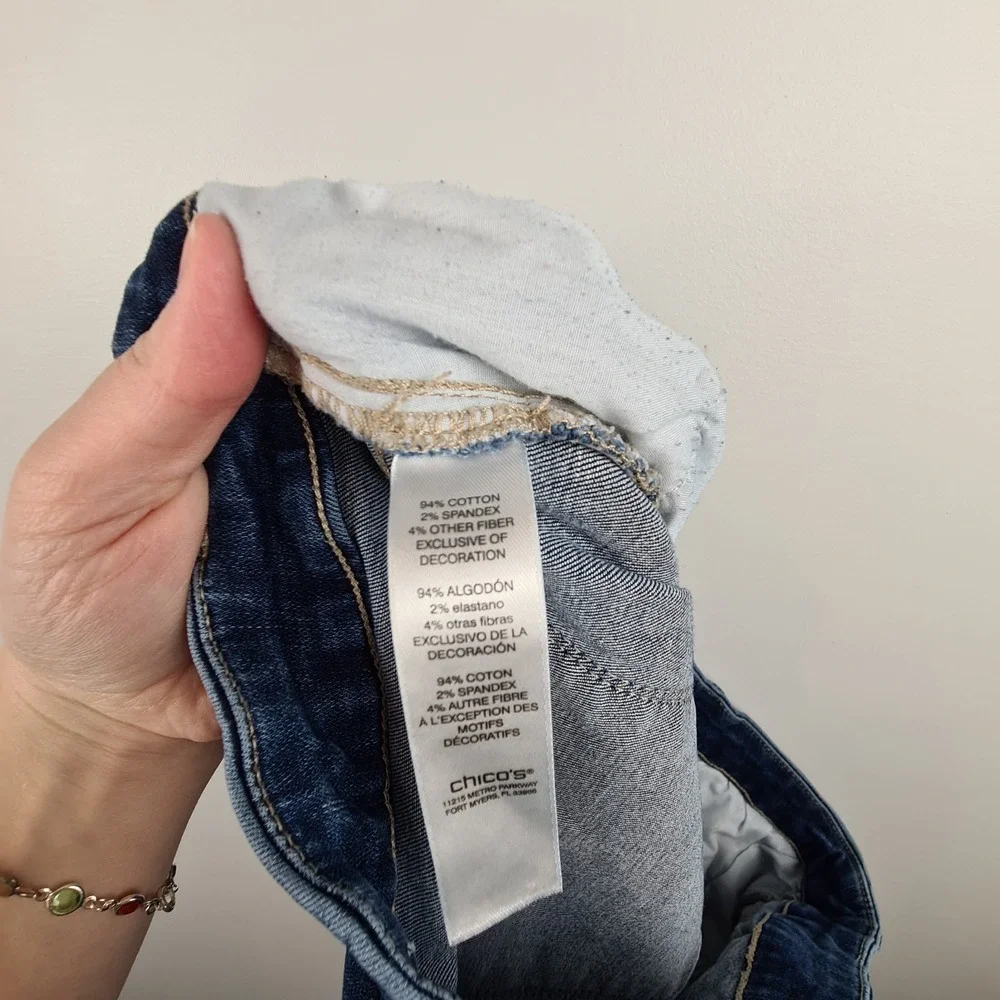 Chicos Jeans Womens 3R XL 16 Perfect Stretch Mid Rise‎ Girlfriend Slim Leg Ankle